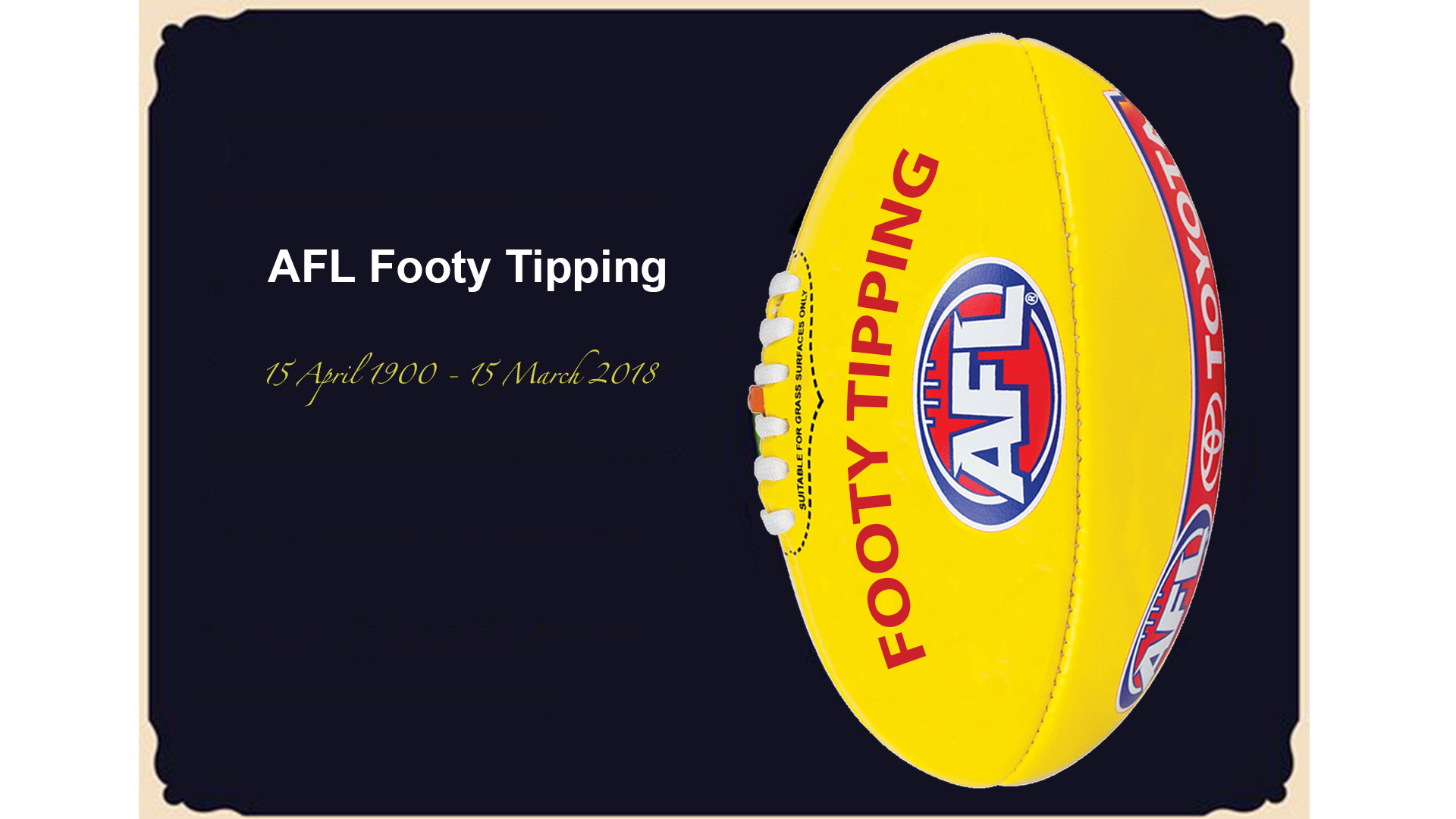 FOOTY TIPPING PRONOUNCED DEAD, 15th March 2018.